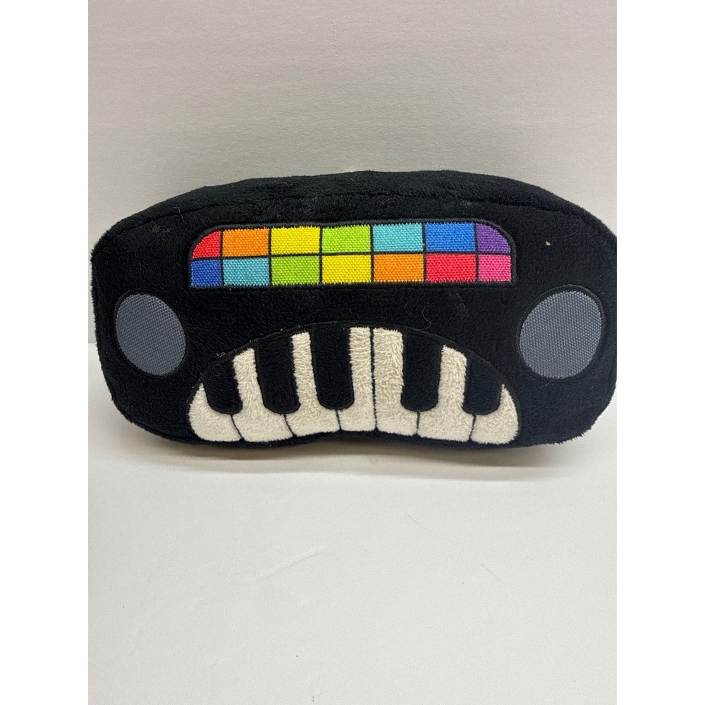 BarkBox Plush Dog Toy Retro Synthesizer Keyboard Black Rainbow Musical Theme